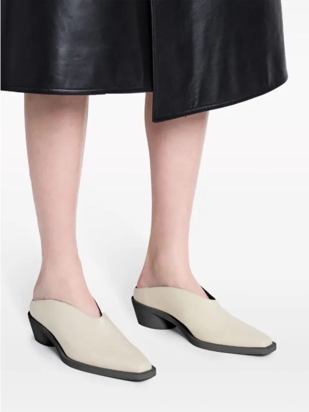 Proenza Schouler Bronco Cream Leather Low-Profile Mule size 39 calf cowboy sabot - Picture 2 of 9